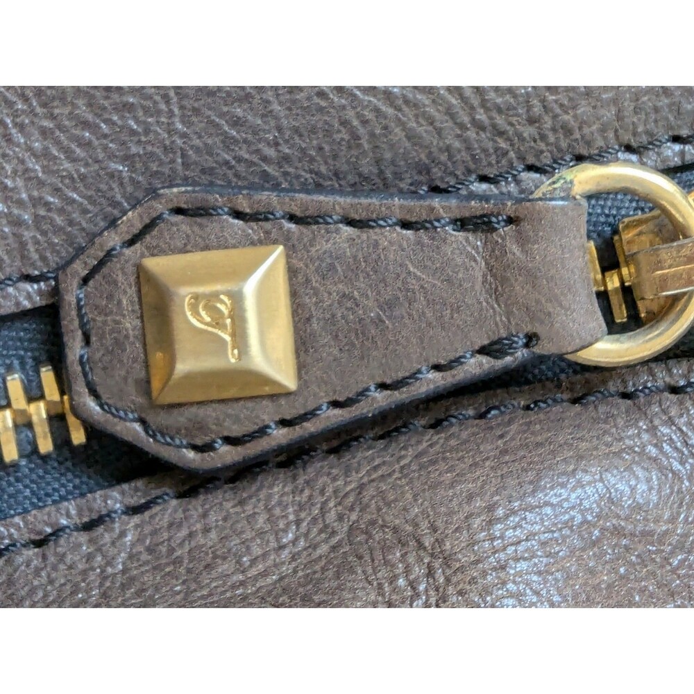 Temperley London Leather Luxury HandBag Bag Zip Y2K 90s Gold Tone Brown READ - Picture 11 of 15